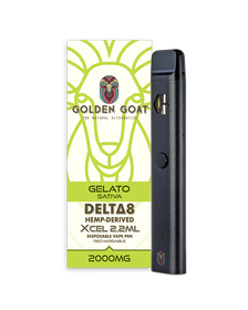 Golden Goat Delta-8 THC Vape Device 2000mg – Rechargeable/Disposable – Gelato_CBDee