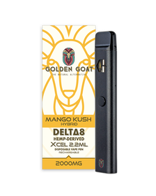 Golden Goat Delta-8 THC Vape Device 2000mg – Rechargeable/Disposable – Mango Kush_CBDee