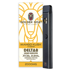 Golden Goat Delta-8 THC Vape Device 2000mg – Rechargeable/Disposable – Mango Kush_CBDee