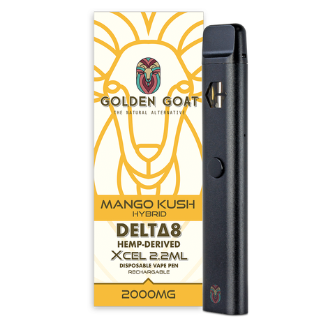 Golden Goat Delta-8 THC Vape Device 2000mg – Rechargeable/Disposable – Mango Kush_CBDee